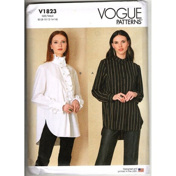 Vogue V1823 Misses 8 to 16 Poets Shirt Blouse Uncut Sewing Pattern 2021 - Picture 1 of 2